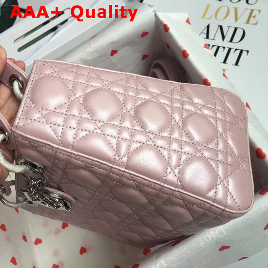 Lady Dior Bag in Pearl Pink Cannage Lambskin with Silver Tone Jewellery Replica