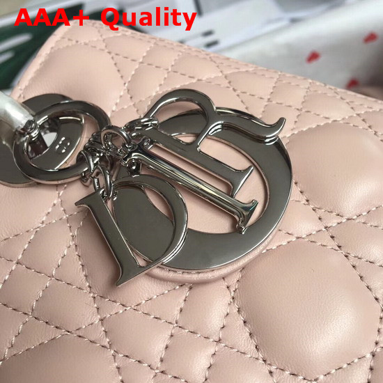 Lady Dior Bag in Pink Cannage Lambskin with Silver Tone Jewellery Replica