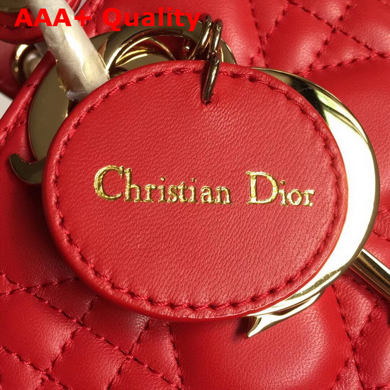 Lady Dior Bag in Red Cannage Lambskin with Gold Tone Jewellery Replica