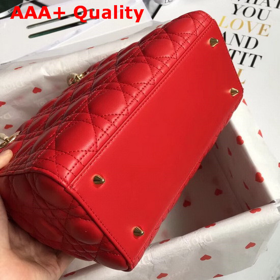 Lady Dior Bag in Red Cannage Lambskin with Gold Tone Jewellery Replica