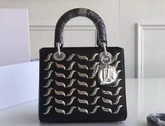 Lady Dior Bag with Metallic Studs Black Calfskin for Sale