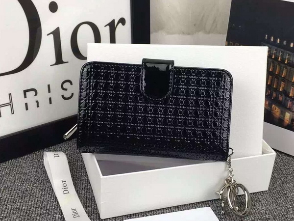 Lady Dior Eden Wallet in Black Patent Leather for Sale