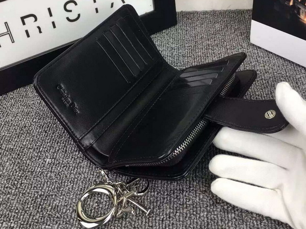 Lady Dior Eden Wallet in Black Patent Leather for Sale