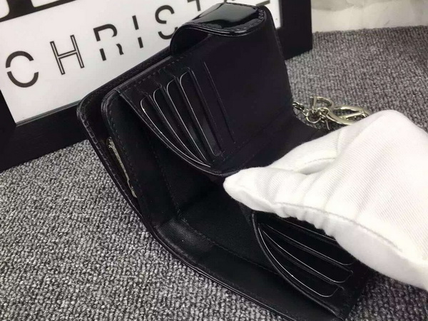 Lady Dior Eden Wallet in Black Patent Leather for Sale