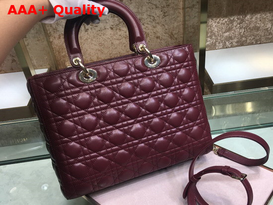 Lady Dior Lambskin Tote Bag in Amaranth Cannage Lambskin Replica