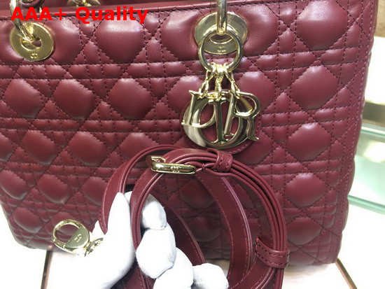 Lady Dior Lambskin Tote Bag in Amaranth Cannage Lambskin Replica