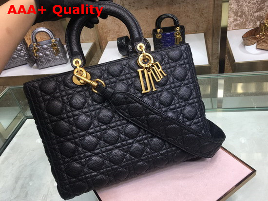 Lady Dior Tote Bag in Black Grained Calfskin Replica