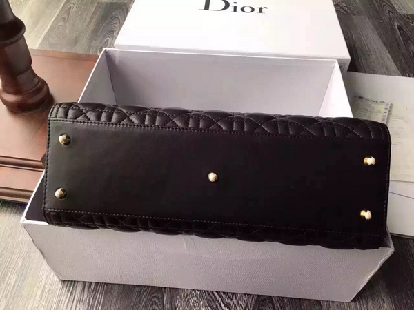 Large Lady Dior Bag In Black Lambskin for Sale