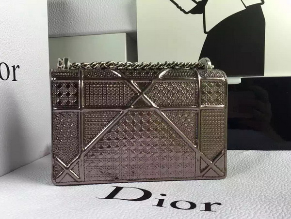 Mini Diorama Bag Antique Silver Metallic Calfskin for Sale