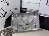 Mini Diorama Bag Silver Tone Metallic Calfskin for Sale