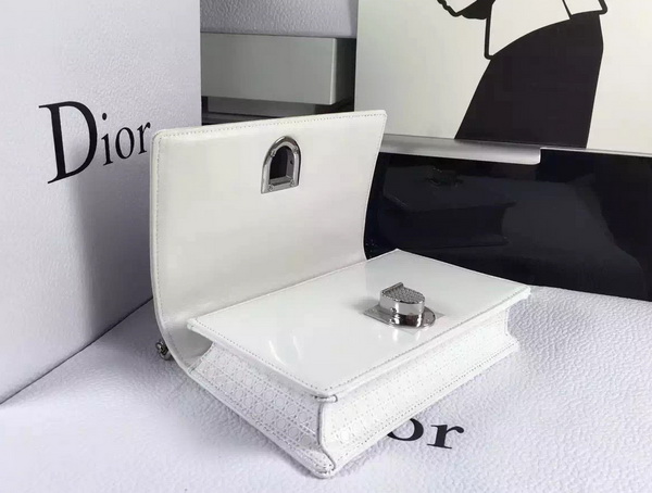 Mini Diorama Bag White Patent Leather for Sale