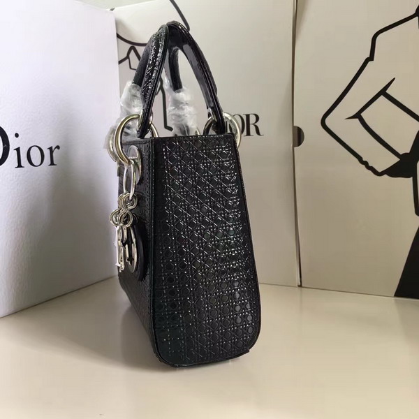 Mini Lady Dior Bag Black Calfskin with Micro Cannage Motif for Sale