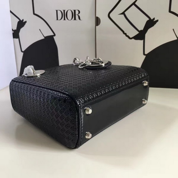 Mini Lady Dior Bag Black Calfskin with Micro Cannage Motif for Sale