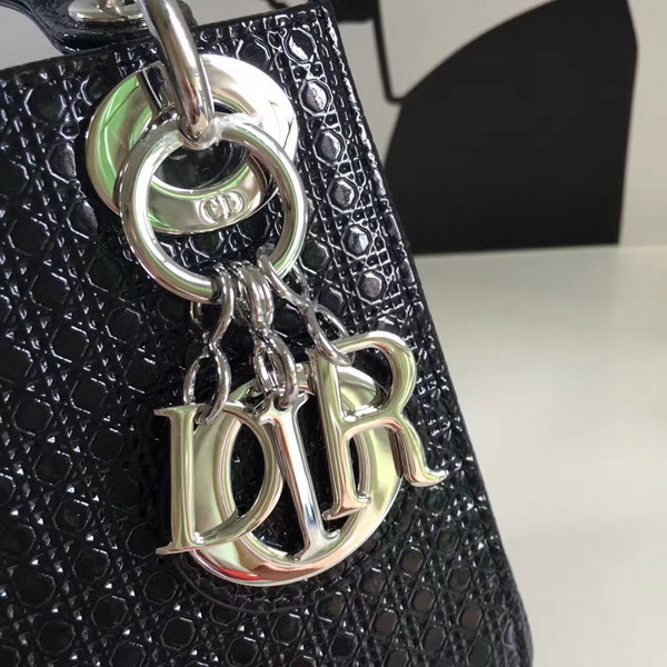 Mini Lady Dior Bag Black Calfskin with Micro Cannage Motif for Sale