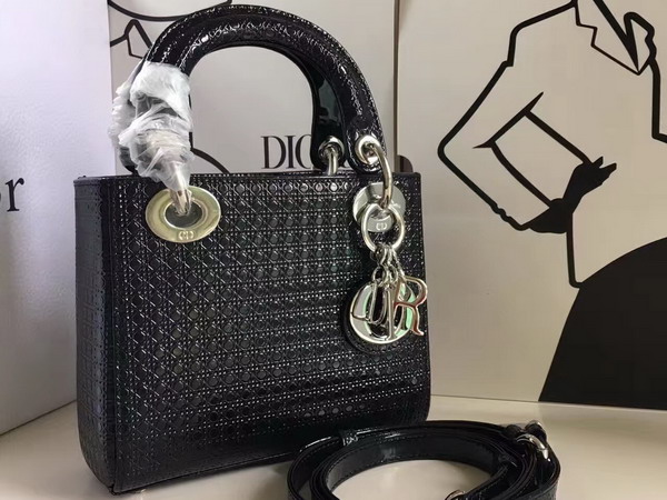 Mini Lady Dior Bag Black Calfskin with Micro Cannage Motif for Sale