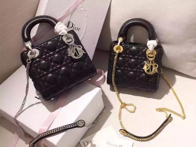 Mini Lady Dior Bag Black Lambskin Silver Hardwares for Sale