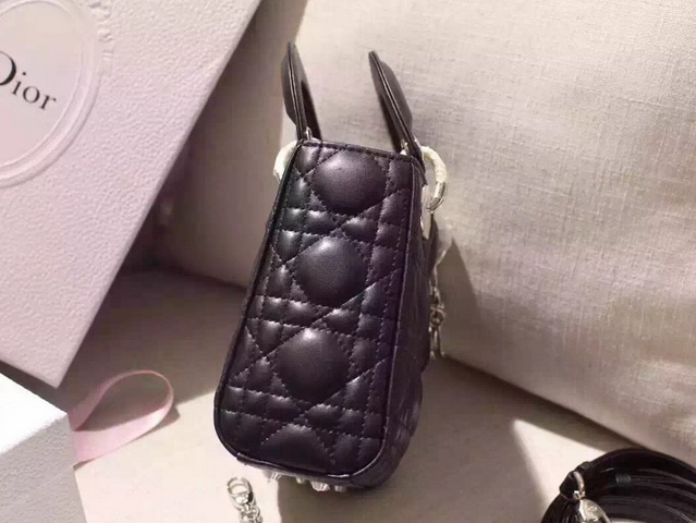 Mini Lady Dior Bag Black Lambskin Silver Hardwares for Sale