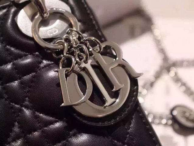 Mini Lady Dior Bag Black Lambskin Silver Hardwares for Sale