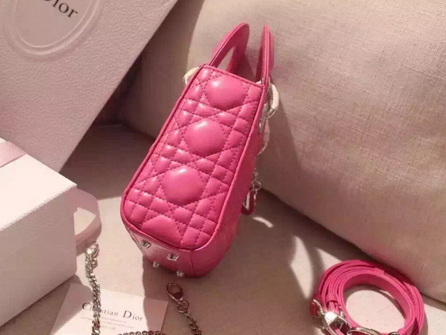 Mini Lady Dior Bag Fuchsia Lambskin for Sale