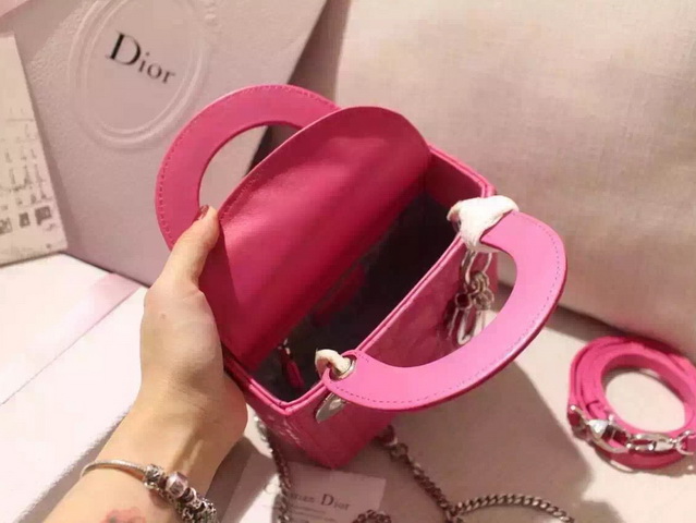 Mini Lady Dior Bag Fuchsia Lambskin for Sale