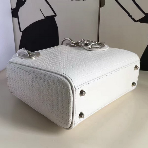 Mini Lady Dior Bag White Calfskin with Micro Cannage Motif for Sale