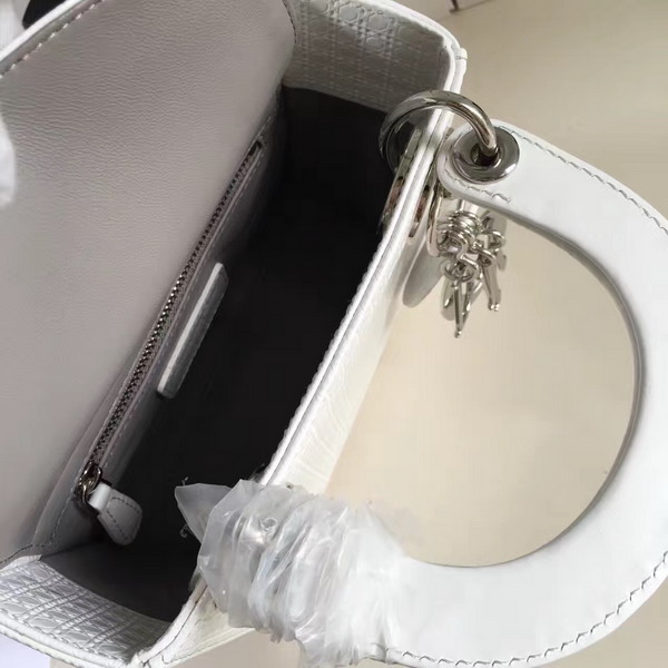 Mini Lady Dior Bag White Calfskin with Micro Cannage Motif for Sale