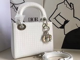 Mini Lady Dior Bag White Calfskin with Micro Cannage Motif for Sale