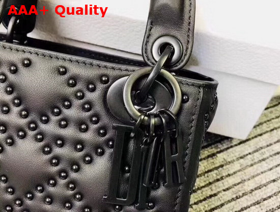 Mini Lady Dior Bag in Black Studded Matt Cannage Calfskin Replica