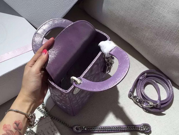 Mini Lady Dior Bag in Purple for Sale