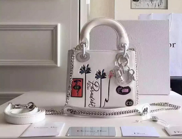 Mini Lady Dior Bag in White Calfskin for Sale