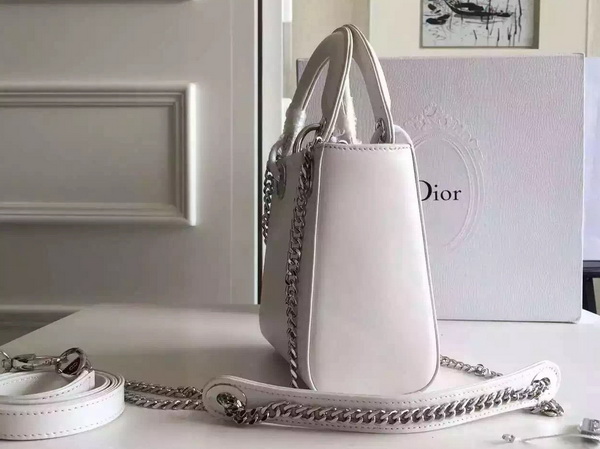 Mini Lady Dior Bag in White Calfskin for Sale