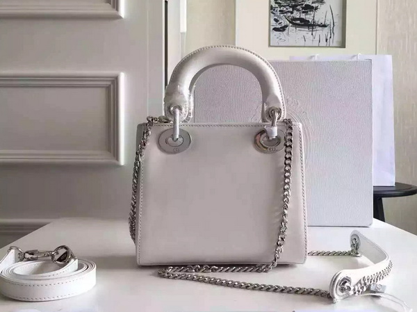 Mini Lady Dior Bag in White Calfskin for Sale