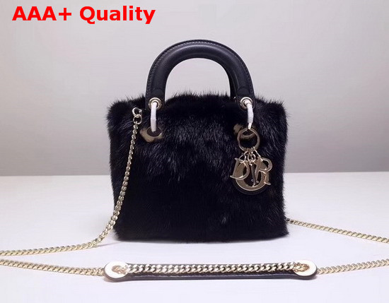 Mini Lady Dior Mink Fur Bag in Black Replica