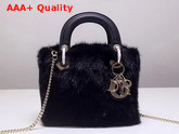 Mini Lady Dior Mink Fur Bag in Black Replica