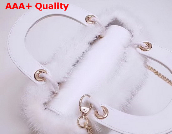 Mini Lady Dior Mink Fur Bag in White Replica