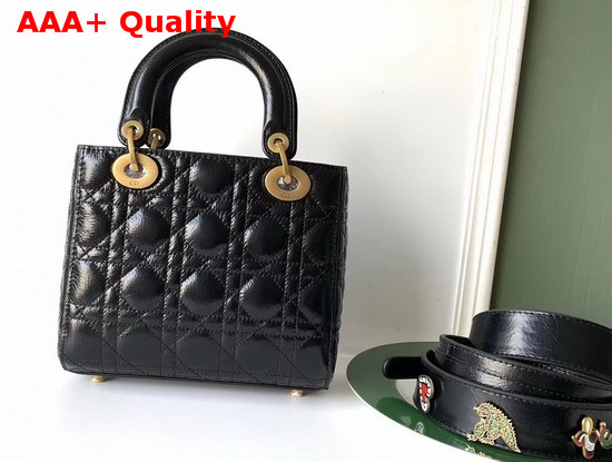 My Lady Dior Bag in Black Crinkled Cannage Calfskin Replica