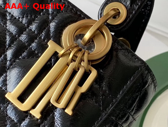 My Lady Dior Bag in Black Crinkled Cannage Calfskin Replica