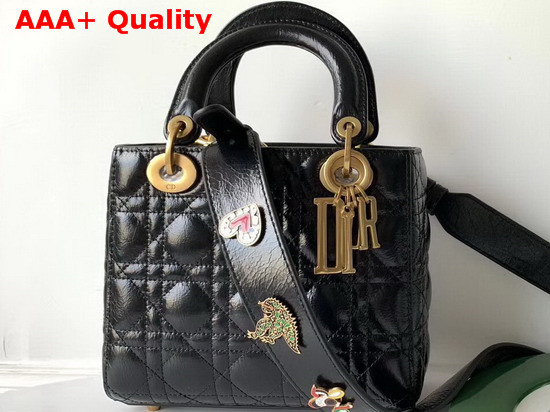 My Lady Dior Bag in Black Crinkled Cannage Calfskin Replica