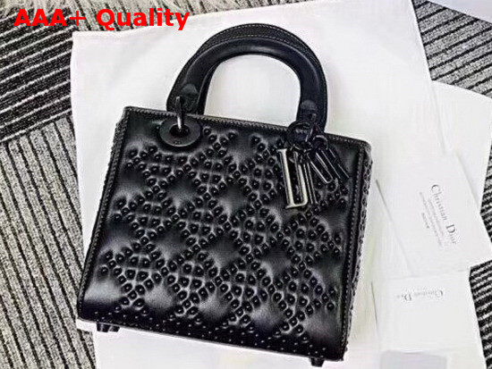 My Lady Dior Bag in Black Studded Matt Cannage Calfskin Replica