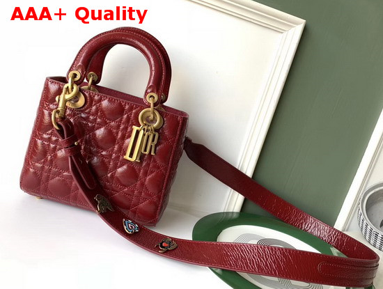 My Lady Dior Bag in Red Crinkled Cannage Calfskin Replica