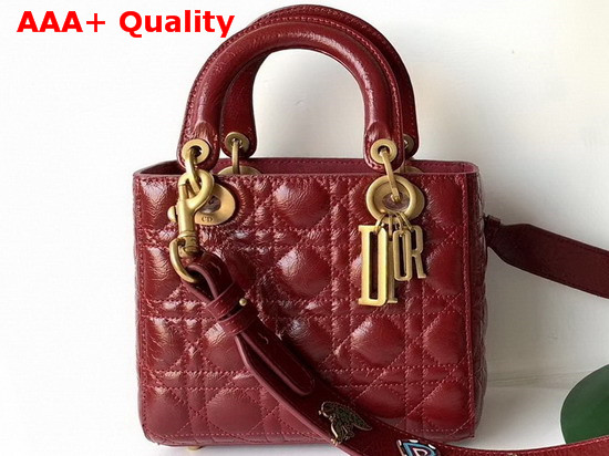 My Lady Dior Bag in Red Crinkled Cannage Calfskin Replica