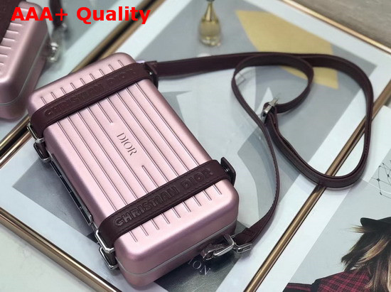 Pink Dior and Rimowa Aluminum Personal Clutch On Strap Replica