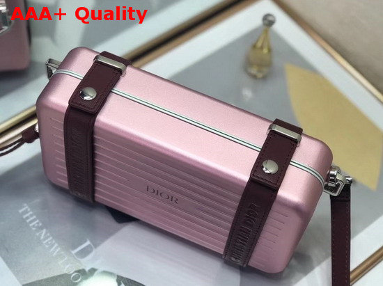 Pink Dior and Rimowa Aluminum Personal Clutch On Strap Replica