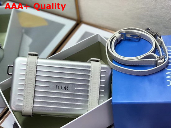 Silver Dior and Rimowa Aluminum Personal Clutch On Strap Replica