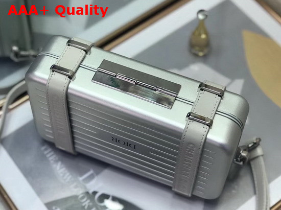 Silver Dior and Rimowa Aluminum Personal Clutch On Strap Replica