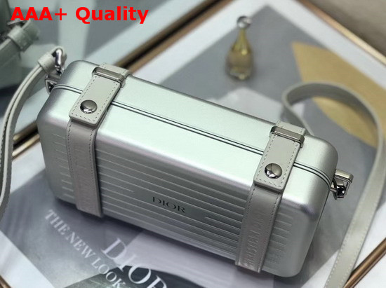 Silver Dior and Rimowa Aluminum Personal Clutch On Strap Replica