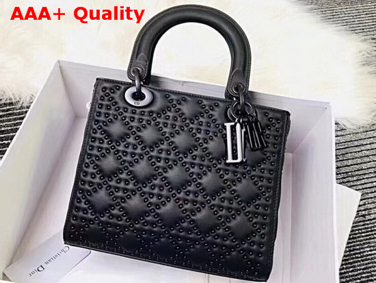 Supple Lady Dior Bag in Black Studded Matt Cannage Calfskin Replica