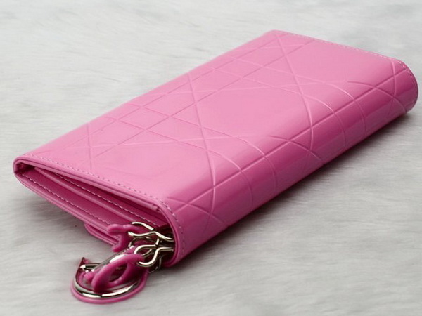 miss dior decouverte wallet in pink patent leather for Sale