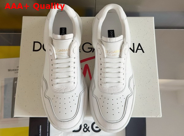 Dolce Gabbana Calfskin New Roma Sneakers with Crocodile Details in White Replica