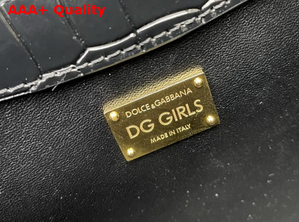 Dolce Gabbana Medium DG Girls Shoulder Bag in Black Croc Effect Calfskin Replica